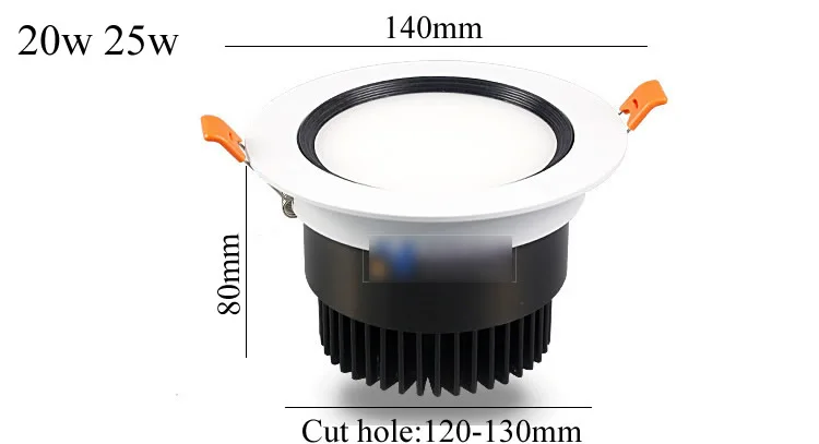 Матовое покрытие затемнения Downlight 7 Вт 10 Вт 12 Вт 15 Вт 20 Вт 25 Вт 30 Вт 40 Вт Светодиодные пятно света лампы AC110V 220 В светодиодный свет шкафа CE