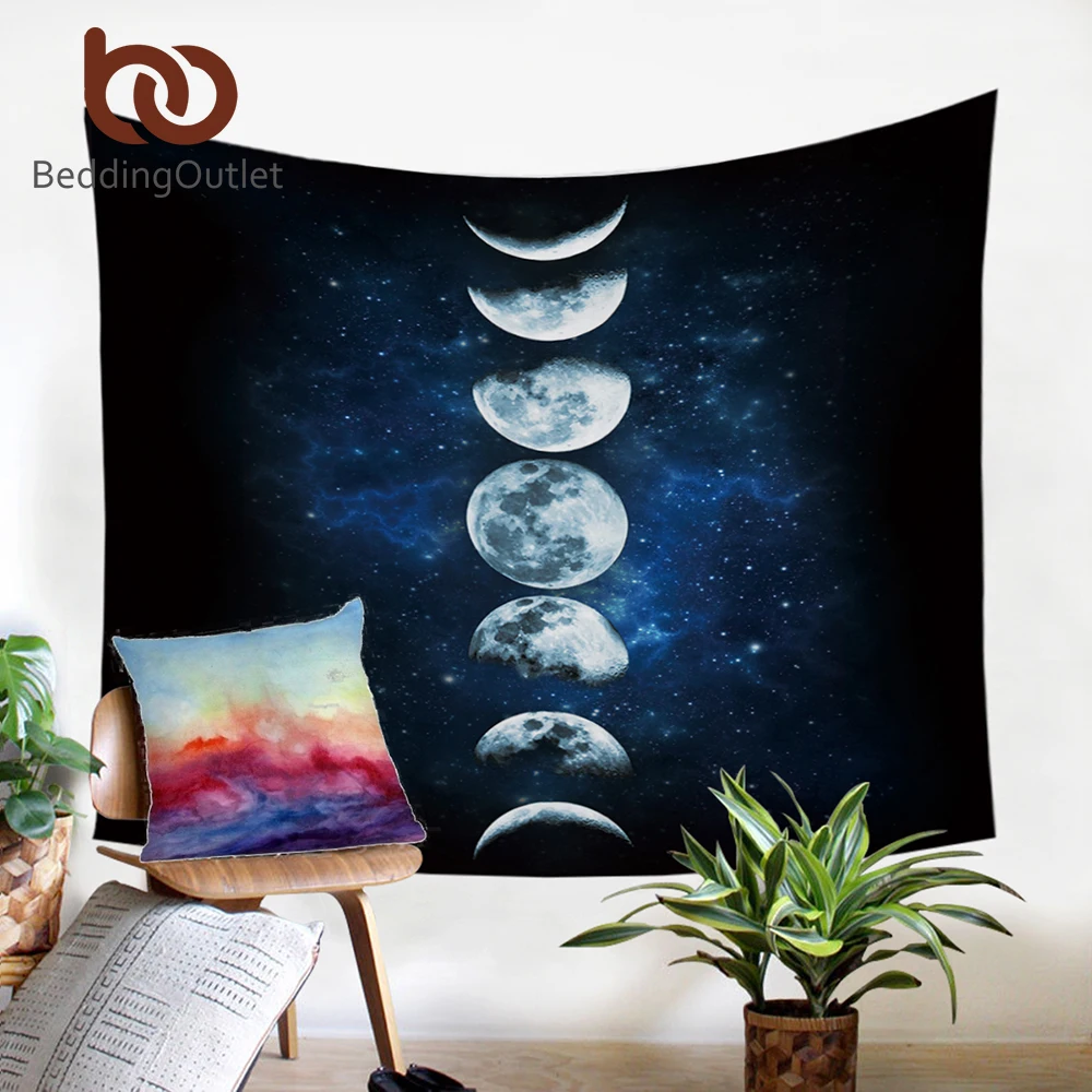 

BeddingOutlet Moon Eclipse Changing Tapestry Galaxy Printed 3D Art Carpet Landscape Tapestry Home Decor Wall Hanging 2 Sizes