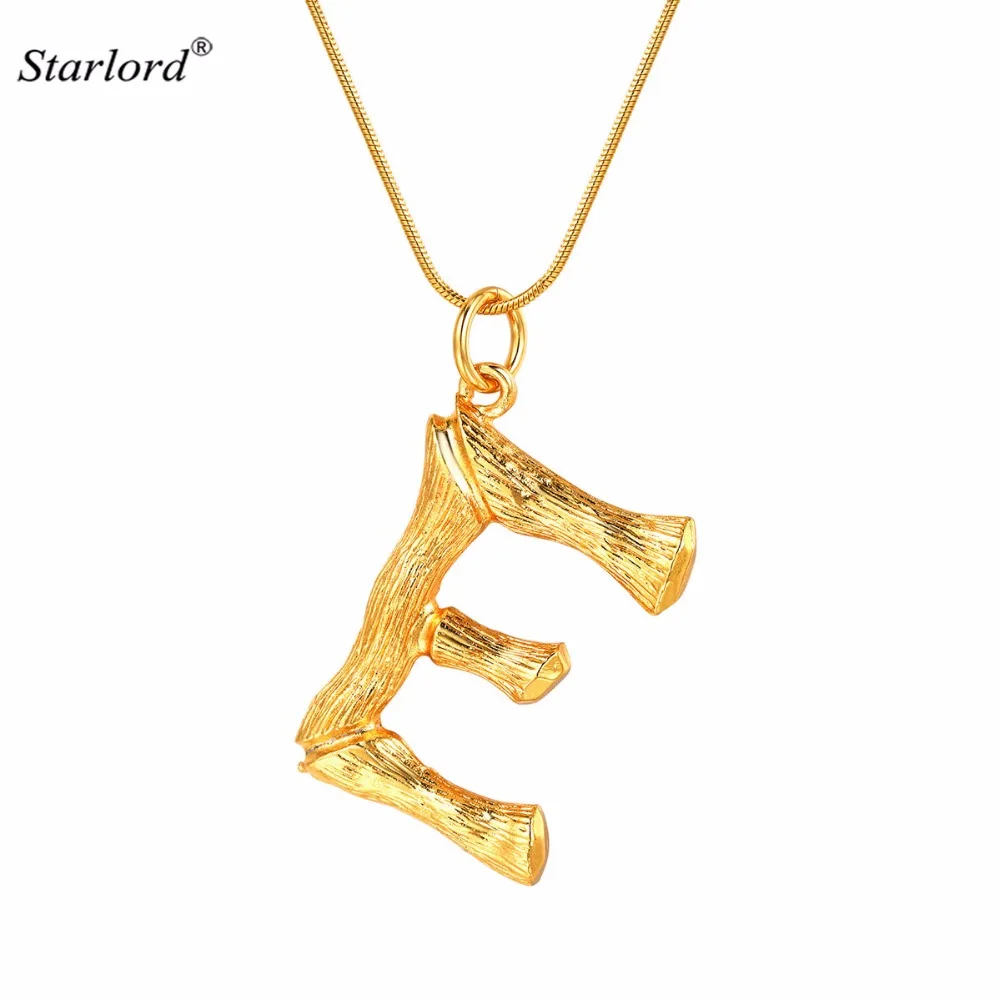Bamboo Initial E Letter Necklace Snake 