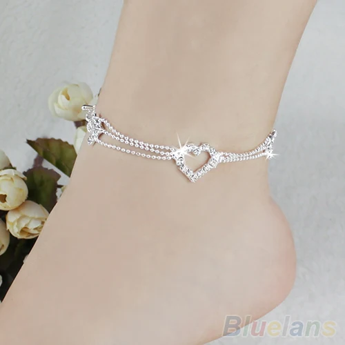 

Charm Silver Plated Bead Anklets for Women Ankle Bracelet Chain Crystal Foot Jewelry 1RVK