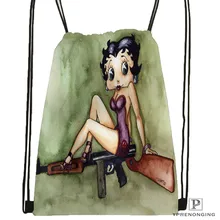 Пользовательские Betty Boop соединенная походная сумка на шнурке милый рюкзак для детей(черная спинка) 31x40 см#20180611-02-78