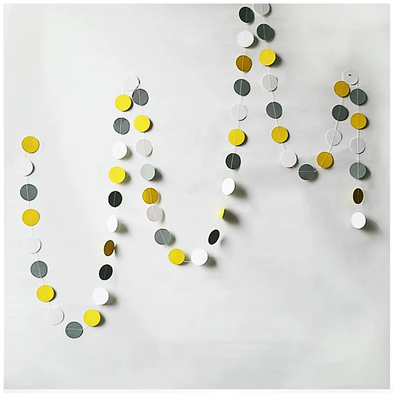 Guirlande Ronde En Papier 4 Pieces 4m Jaune Blanc Gris Accessoires De Decoration Murale Papier Pour Mariage Fete D Anniversaire A Faire Soi Meme Aliexpress