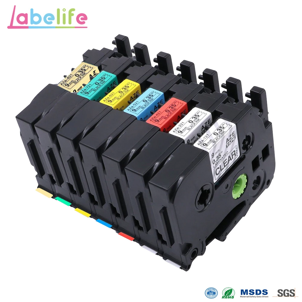 Labelife 1 шт. 9 мм TZ лента TZe-221 TZe221 TZ221 TZe 221 совместима с Brother P-Touch Label Maker черный на белом