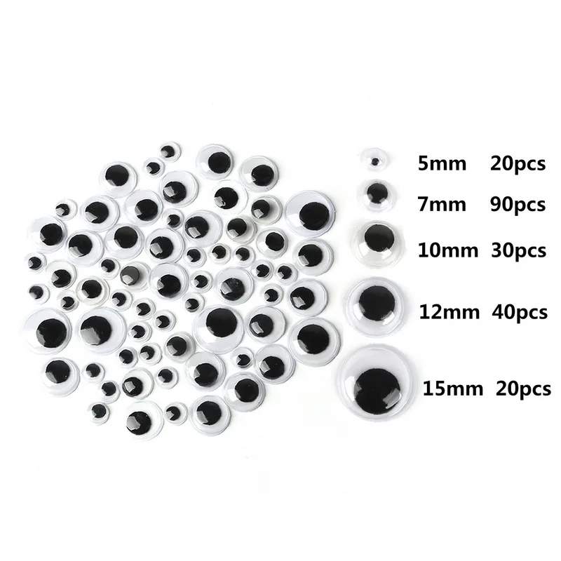 Plastic Toy Eyes Doll Eyes Googly Doll Eyes Plastic Safety Eyes Animal Black Plastic Eyes for Toys Dolls Self-adhesive Googly Acrylic Diy Eyes 5mm/7mm/10mm/12mm/15mm