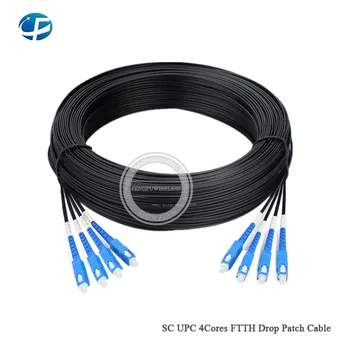 

100M 4core DX Drop Patch Cable black outdoor fiber optic drop SC UPC PVC/LSZH materials 4 Core 3steel wire Drop Cable Patch Cord