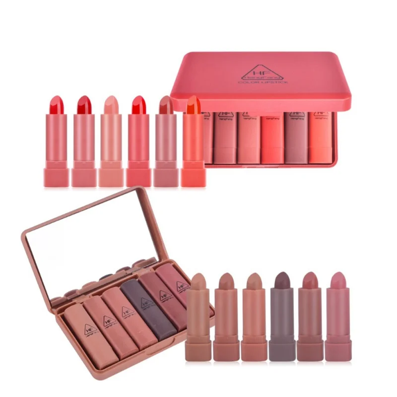 

6 Pcs Makeup Lipstick Set Moisturizing Long Lasting Waterproof Non-Stick Cup Silky Matte for Dark Skin Lipstick Kit