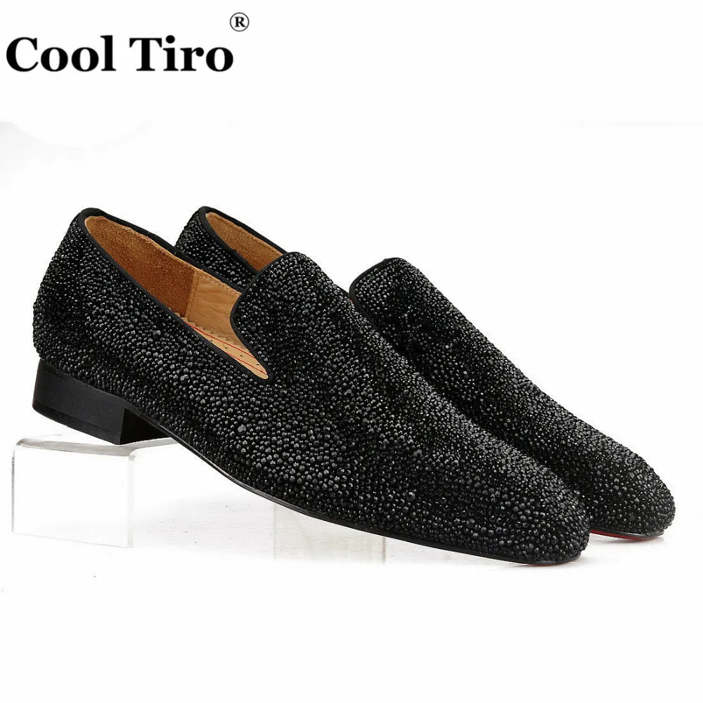 Black Crystals Loafers Shoes Suede (1)