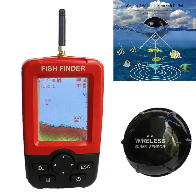 

Portable Wireless Fish Finder with Color LCD Display Sonar Sensor Transducer for Fishing High Quality Fishing Tool B2Cshop