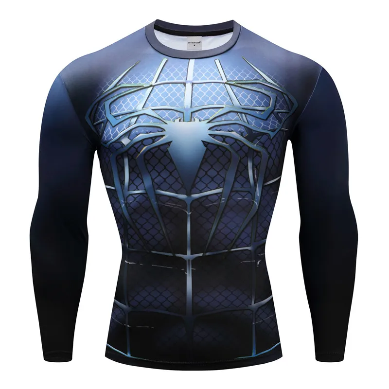 Мужские футболки с человеком-пауком, компрессионные футболки для фитнеса, футболки с человеком-пауком, бодибилдинг, топ,, Рашгард, бренд
