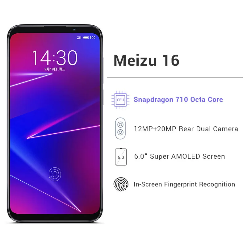 Глобальная версия Meizu 16 6 ГБ Оперативная память 128 Гб Встроенная Snapdragon 710 Octa Core 0