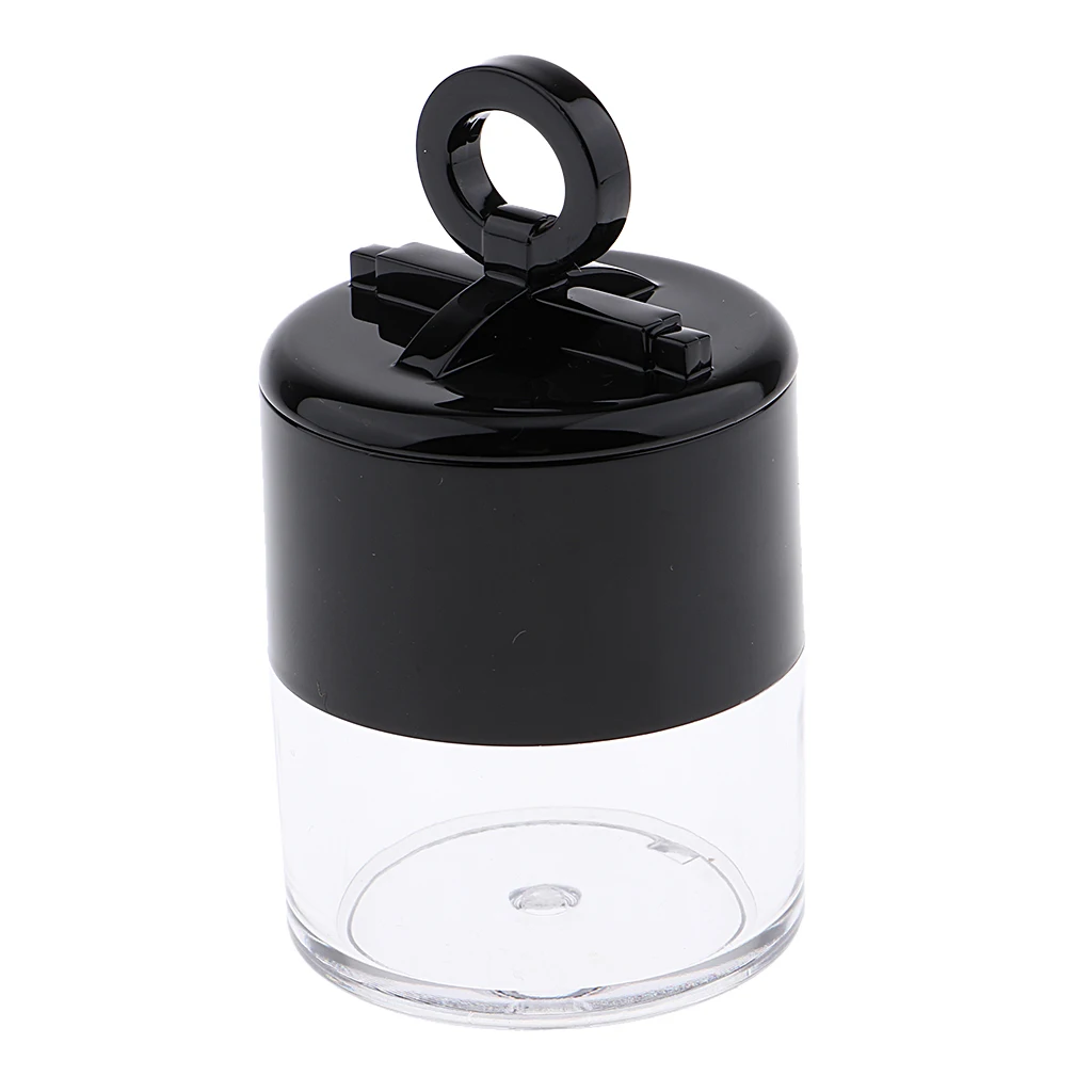 1Pcs 10g Plastic Empty Powder Case Face Blusher Makeup Cosmetic Container with Puff, Sifter and Lid, Black Cap + Clear Body