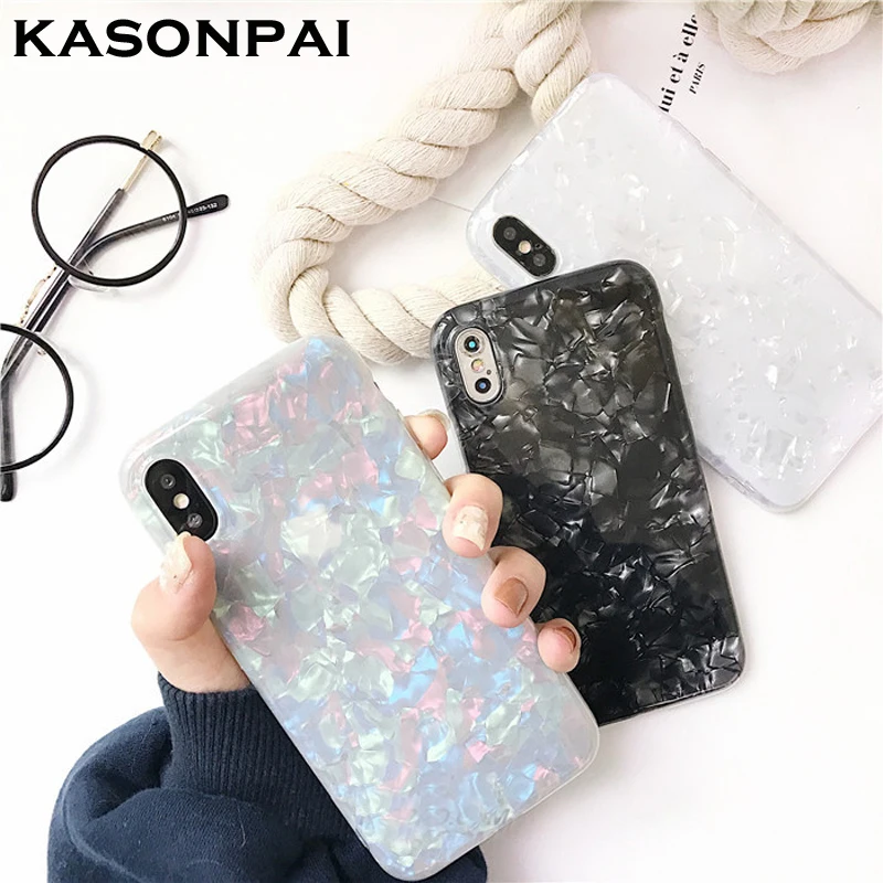 

KASONPAI Fashion Conch Shell Phone Case For iphone 6S Case For Apple iphone X 6 7 8 Plus Back Cover Luxury Lovely Cases Coque