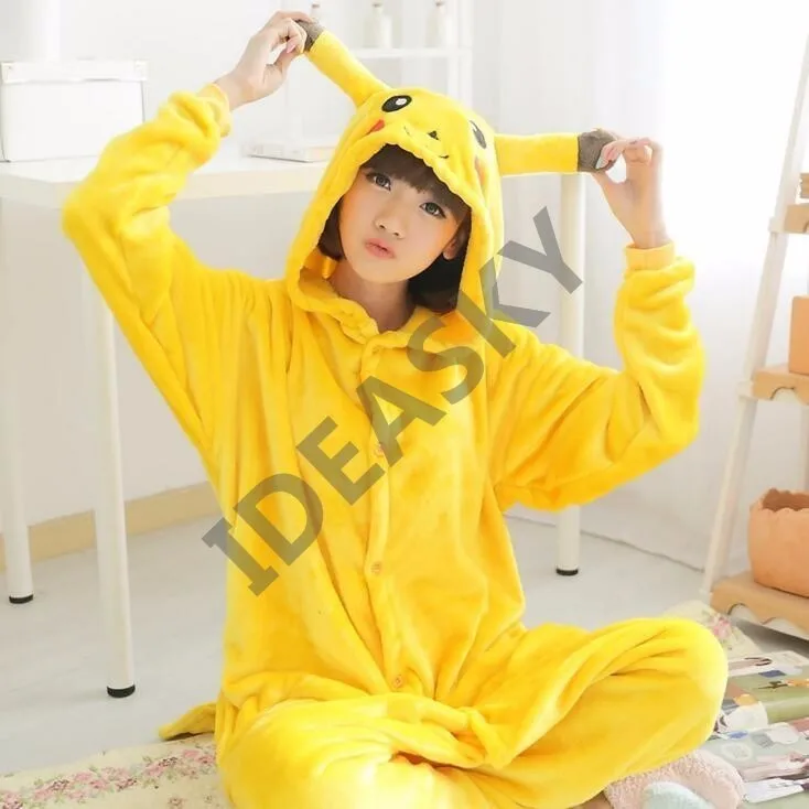 Pokemon-Pikachu-Cosplay-Animal-Hoodie-Sleepwear-Pajamas-AduYellow-Unisex-Pikachu-Onesie-Cosplay-Costume-Pikachu-Pajamas
