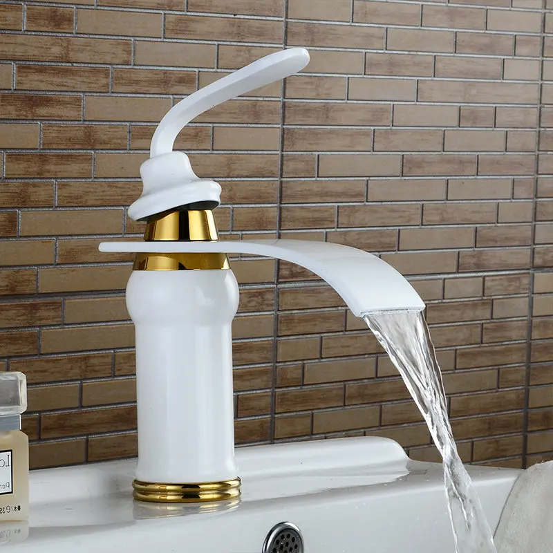 Billig Becken Wasserhahn Aus Massivem Messing Öl Eingerieben Bronze Wasserfall Waschbecken Wasserhahn Großen Platz Auslauf Mischbatterie Torneira Banheiro WF 9273