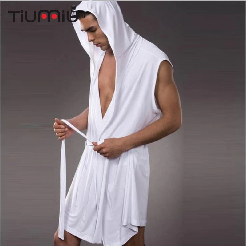 Hot Sale Men's Robe Comfortable Casual Bathrobes Sleeveless Viscose