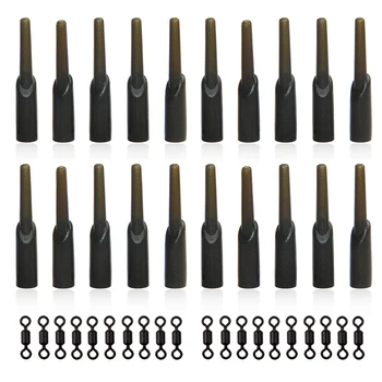 

Shaddock Fishing 40Pcs Carp Fishing Run Rig Rubber Sleeve Swivels Lead Stopper Covert Fishing Terminal Tackle