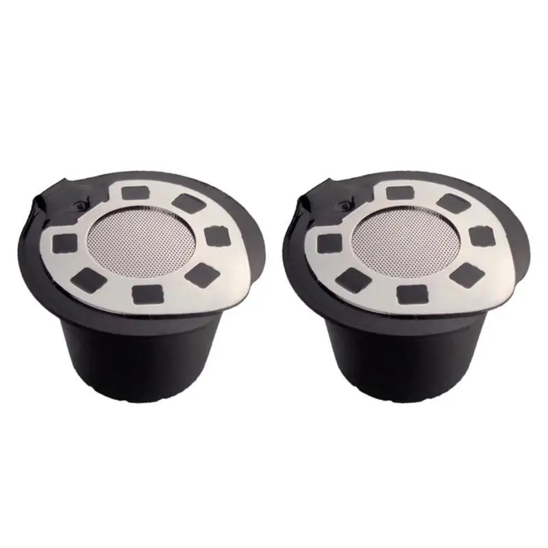 

2Pcs Reusable Coffee Filters Capsules with Stainless Steel Lids Refillable Coffee Pods for Nespresso Machines