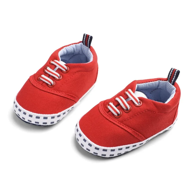 Первые ходунки, детская обувь для девочек и мальчиков, одноцветная хлопковая обувь с эластичной лентой, маленькие квадратные детские туфли с принтом - Цвет: Красный