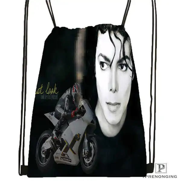 Custom Michael Jackson 05 Drawstring Backpack Bag Cute Daypack Kids Satchel Black Back 31x40cm 20180611 02