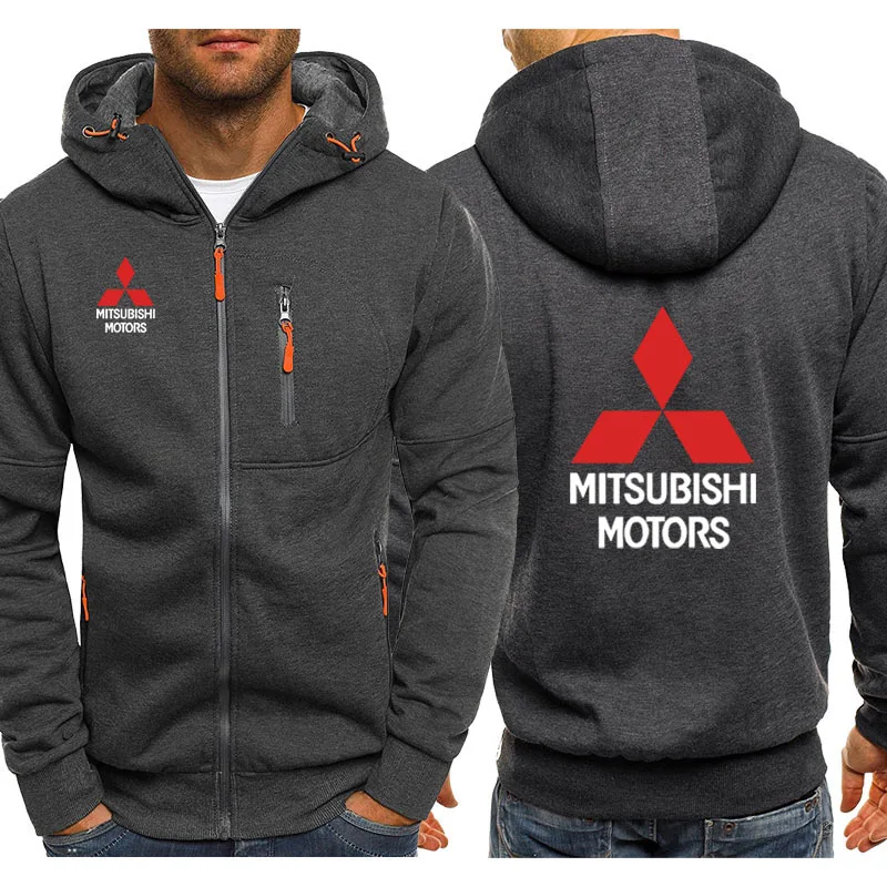 

Hoodies Men Mitsubishi Car Logo Print Casual Hip Hop Harajuku Long Sleeve Hooded Sweatshirts Mens zipper Jacket Man Hoody