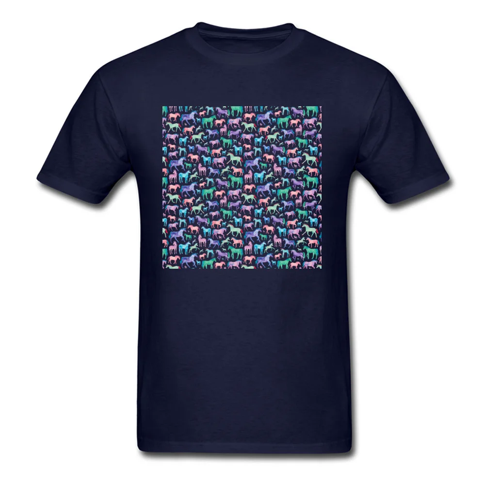 Short Sleeve T Shirt Crew Neck Pure Cotton Men's Tshirts Watercolour Pastel Unicorns Fashionable Tops Tees Coupons Watercolour Pastel Unicorns navy