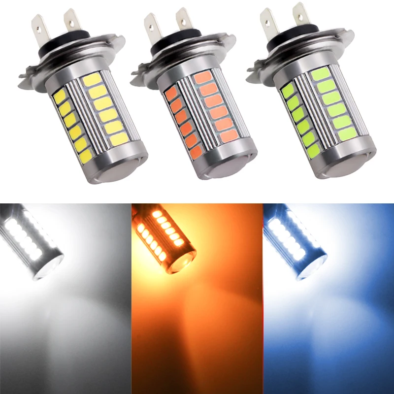 

1PCS H7 high quality Light Headlight White 5630 SMD 33 LED Car Auto Lens Fog Driving Light Lamp Bulb brake light Turn signal 12V