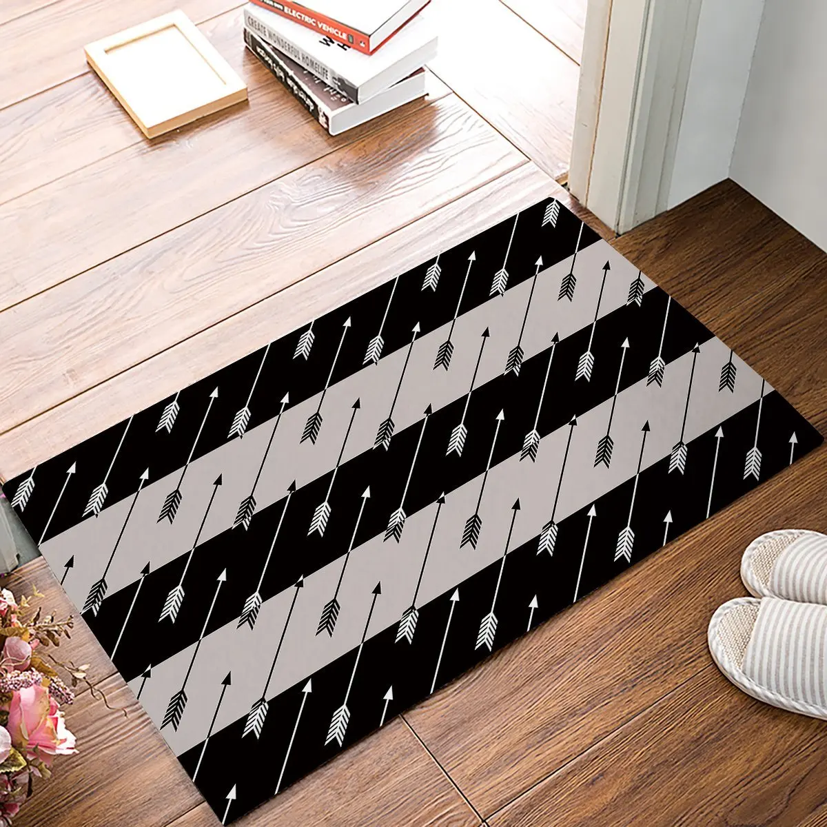 Indian Style Stripe Arrow Brown Door Mats Kitchen Floor Bath Entrance