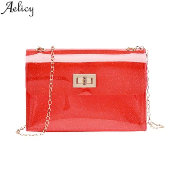 

Aelicy High Quality Oil Skin Packet Jelly Bags Ladies Messenger Bag Multifunctional Bag Travel Shoulder Bags Transparent