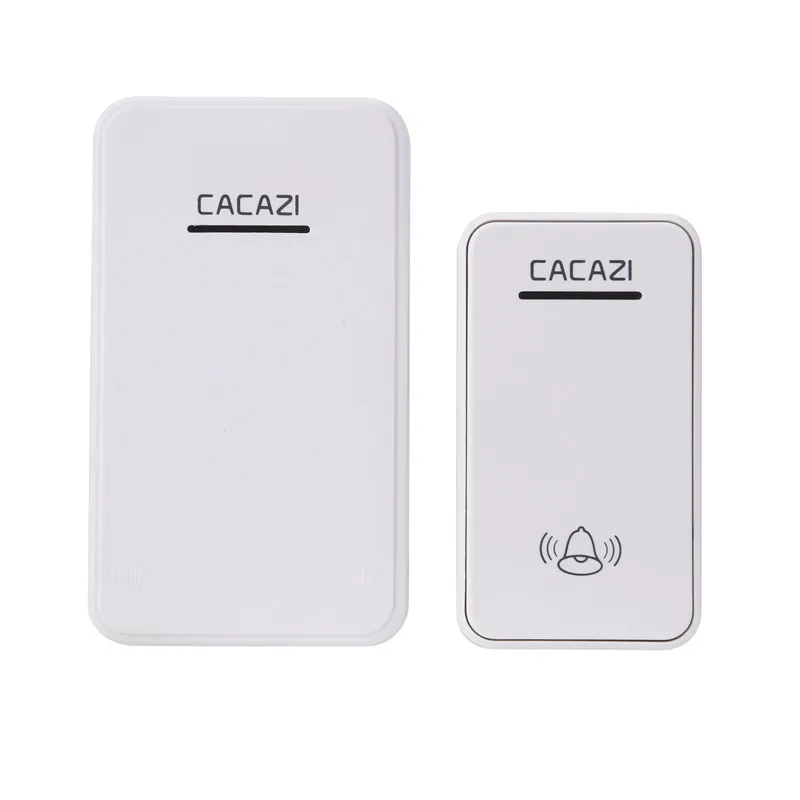 CACAZI Wireless Doorbell DC battery-operated Waterproof 1 Button 1 Receiver led light Home Cordless Door bell 48 CHime 6 volume