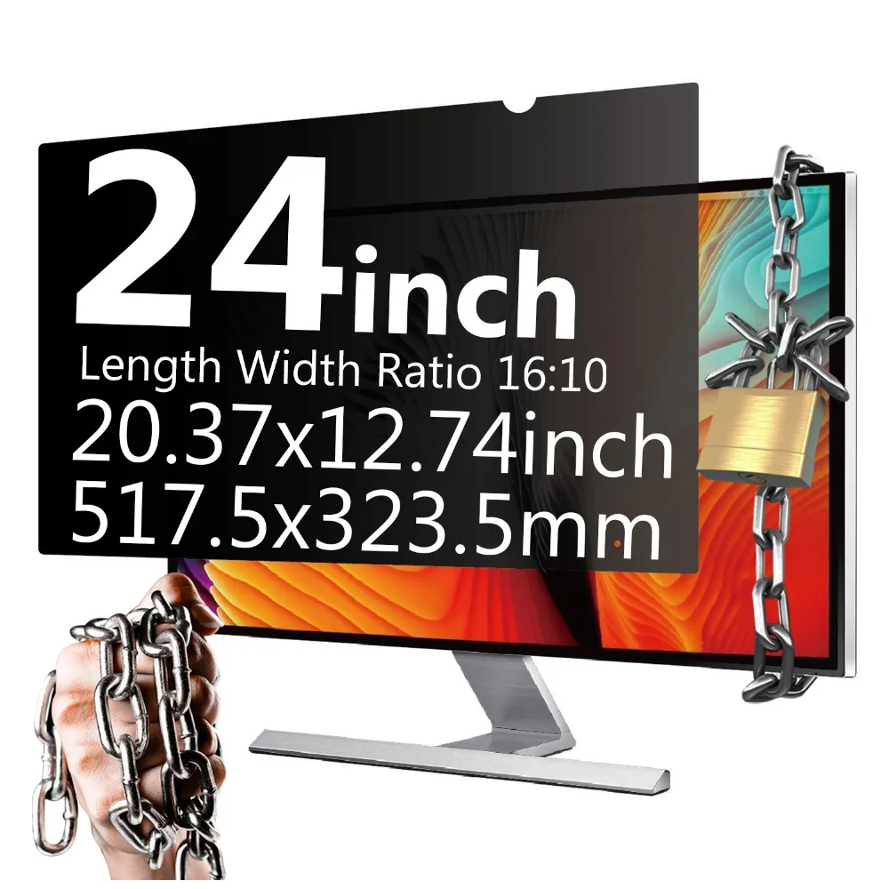 Screen Privacy Filters 24 inch 16:10 Privacy Screen Protector 20.37x12.74inch/517.5x323.5mm Anti-Glare Monitor Filter