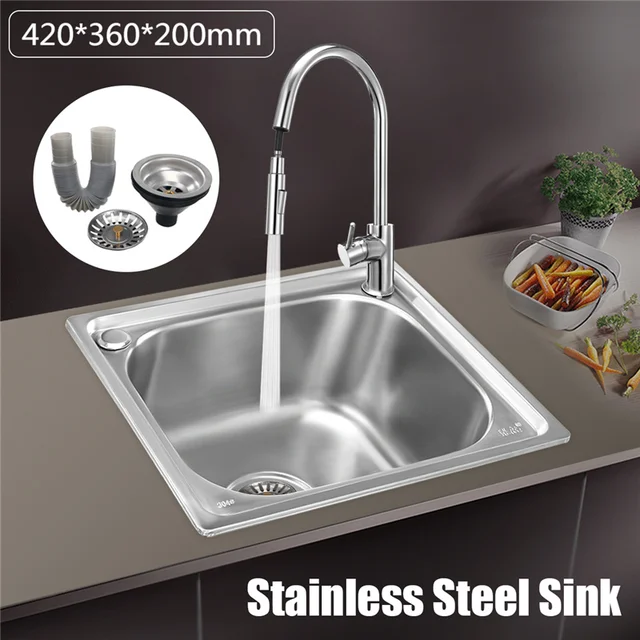 Xueqin 420x360x200mm 304 Stainless Steel Handmade Kitchen Sink Basin Xueqin 420x360x200mm 304 Stainless Steel Handmade Kitchen Sink Basin Single Bowl With Drainer For Water