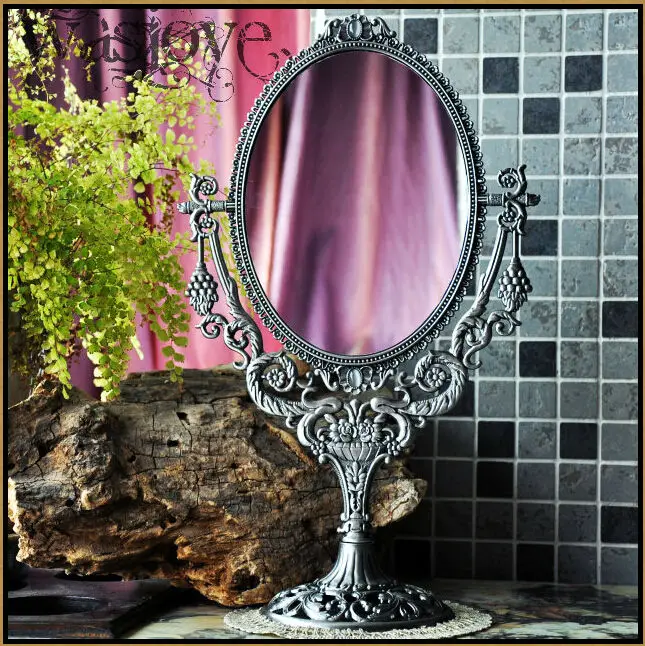 

bronze/ old tin colo retro decoration makeup mirror double vanity mirror with mirror frame decorative framed mirror J005