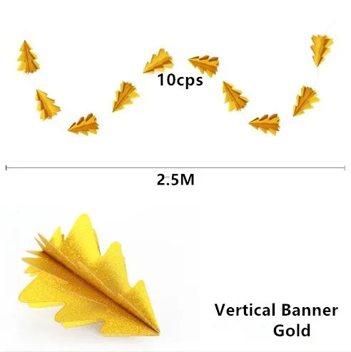 2,5 м Мини-гирлянда с бумажным флагом для рождественской елки, вечерние гирлянды, украшения, баннеры для счастливой рождественской вечеринки, 10 шт - Цвет: Style 1 Gold