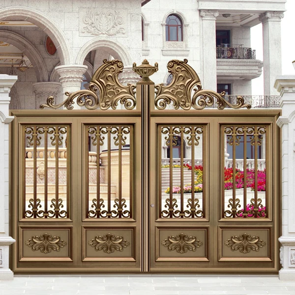 luxury golden villa outside gate, security aluminum door-in Doors from