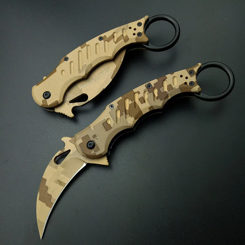 Karambits тактический нож OEM EDC коготь коррозийный узор 440C Лезвие пустыня ручка карманный нож s средство для выживания на открытом воздухе подарок