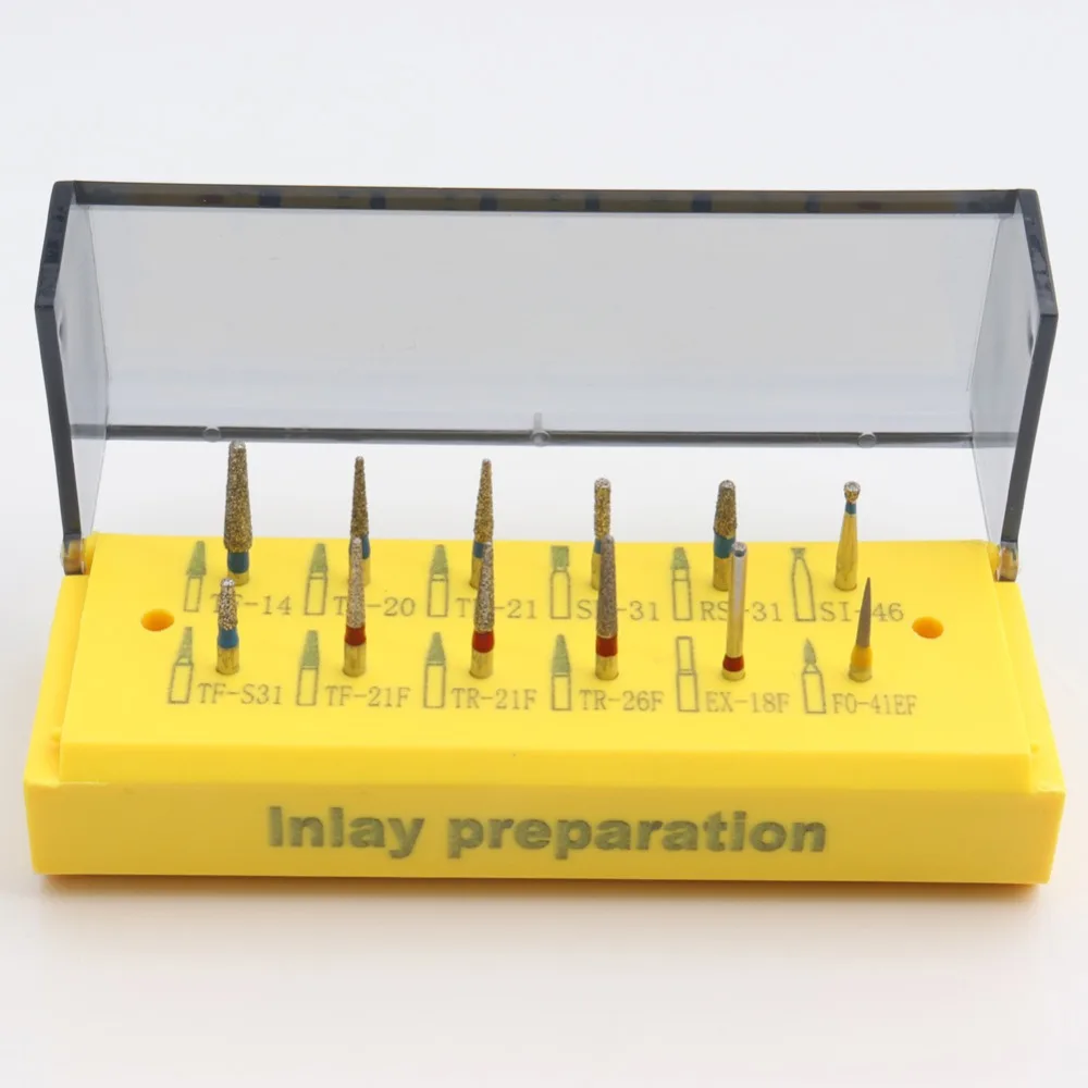 

1 Kit(12pcs) Dental Inlay Preparation Dental Diamond Burs Drill Kit Dental Burs Dentists Professional