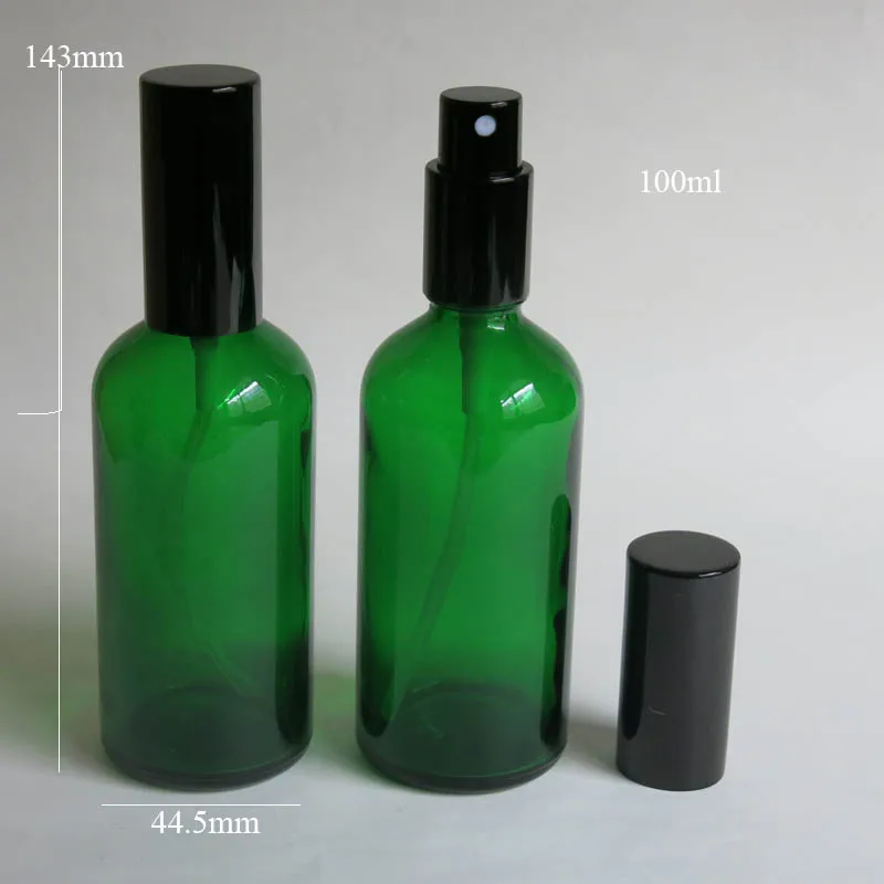 wholesale 100 pcs 100ml Green Glass Bottle With Sprayer, 100 ml