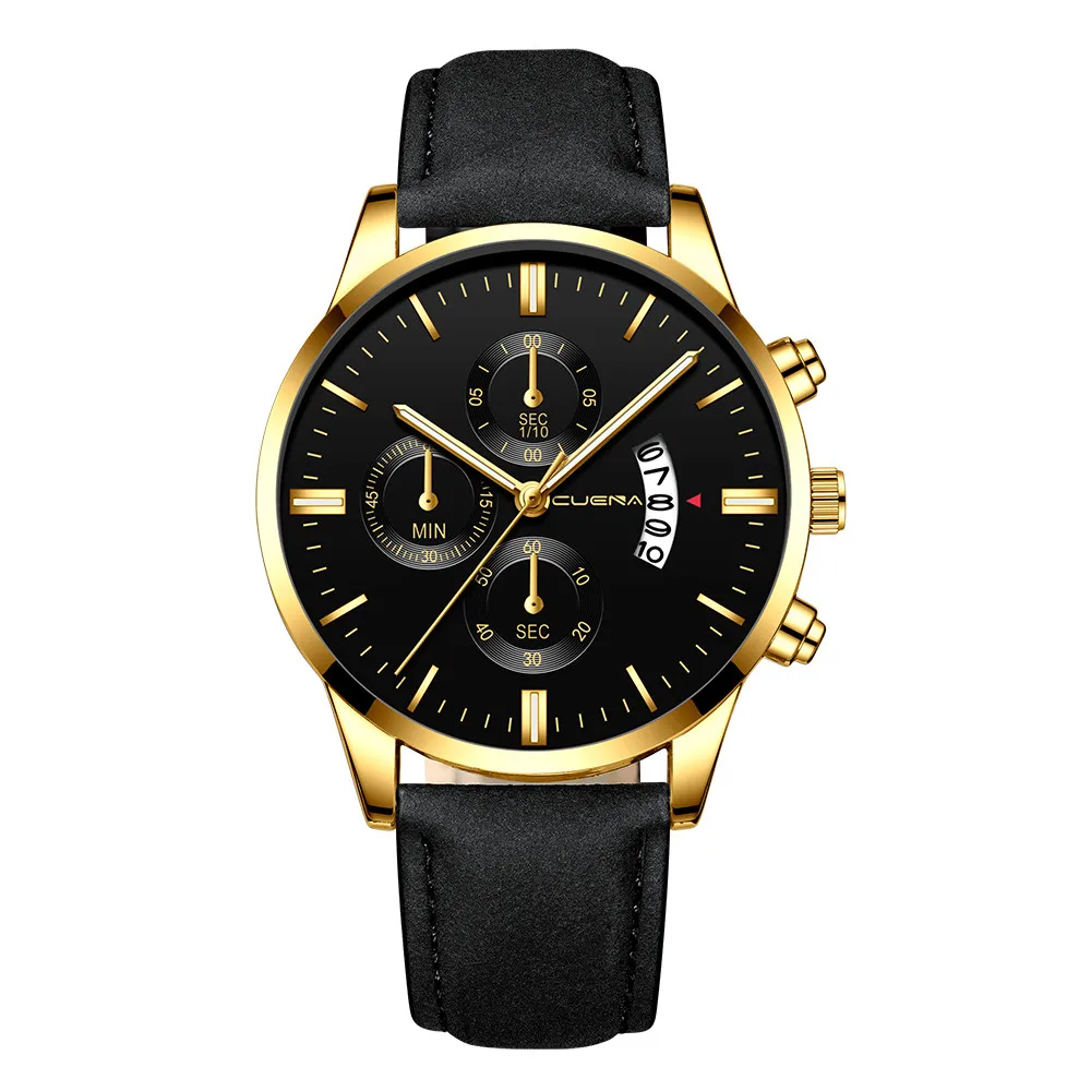 Saatleri мужские модные спортивные часы из нержавеющей стали, чехол с кожаным ремешком, Кварцевые аналоговые наручные часы, мужские часы, лучший бренд класса люкс@ 2