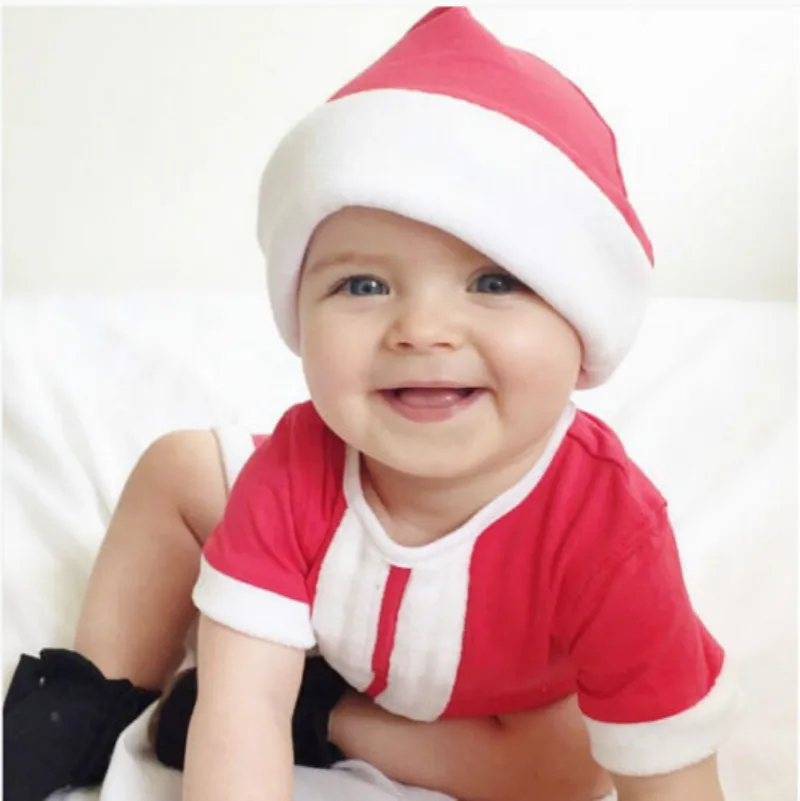 

Newborn Baby Girls Boy Romper Short Sleeve Jumpsuit Christmas Santa Costume Outfits Xmas With Hat 0-24M