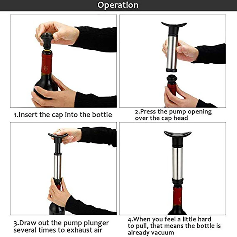 WALFOS винный контейнер вакуумные насосы с 4 x вакуумная пробка для Бутылки Из Нержавеющей Стали Винный насос герметик консервант набор