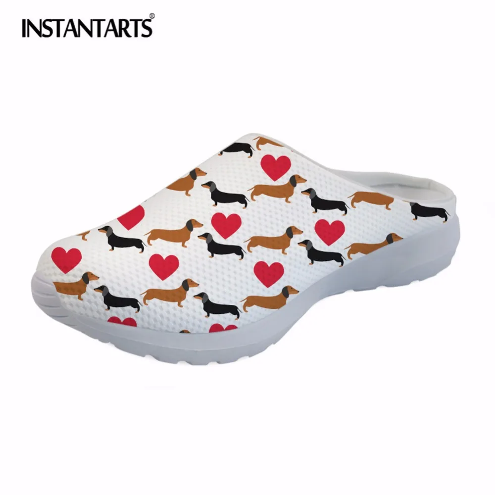 

INSTANTARTS Summer Sandals Women Cute Animal Dachshund Dog Printed Women's Flats House Slippers Beach Female Sandals Water Shoes