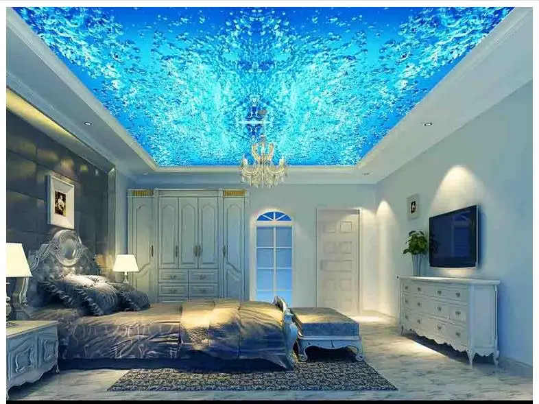 

Customized 3d wallpaper 3d ceiling murals wallpaper Beautiful blue water wave water lines suspended ceiling frescoes wall decor