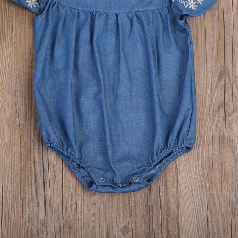 Детская одежда с оборками для детей от 0 до 24 месяцев джинсовый комбинезон для новорожденных девочек, комбинезон, одежда для сарафана