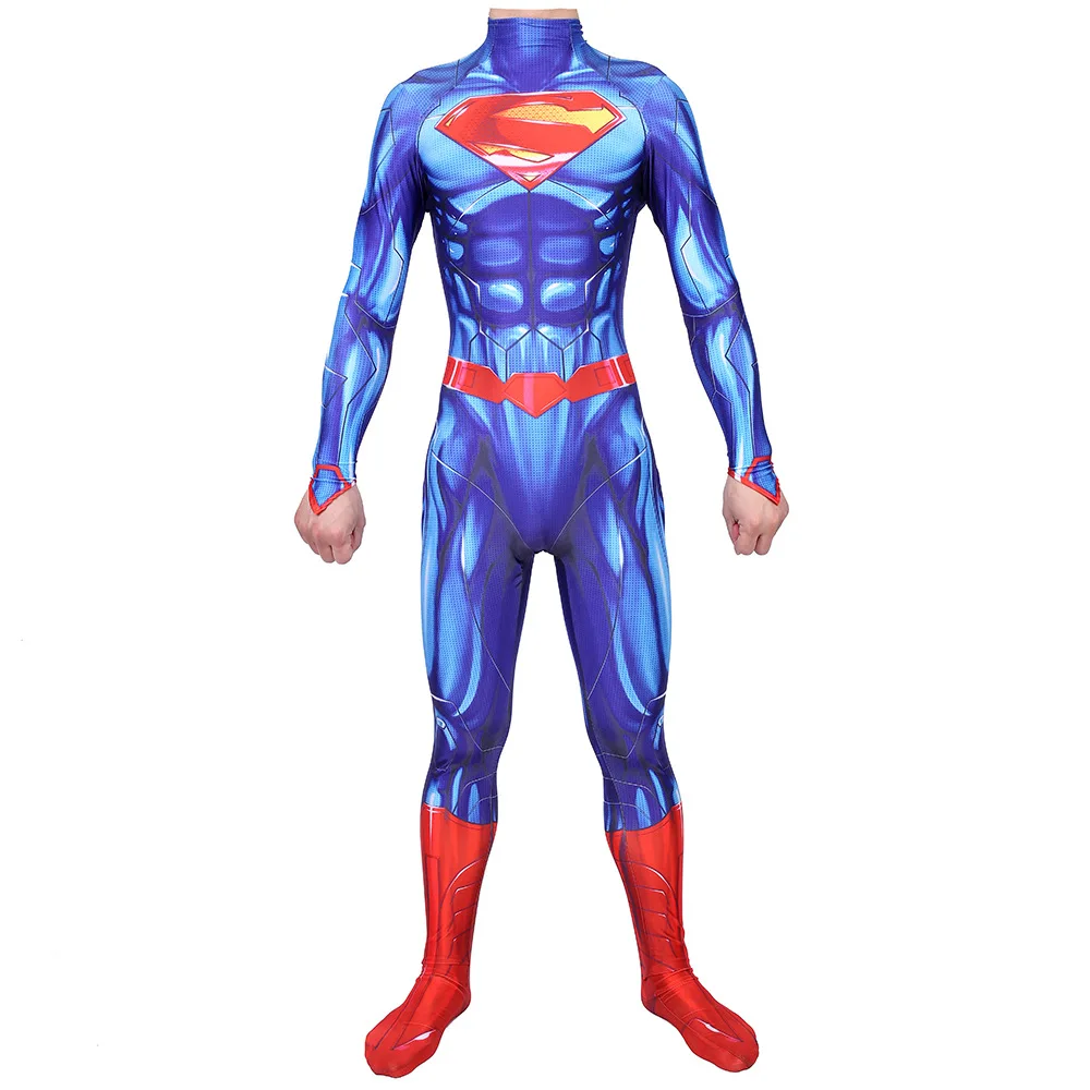 Лига Справедливости фильм Супермен для взрослых, косплей на Хэллоуин костюм Зентаи боди супергероя комбинезоны