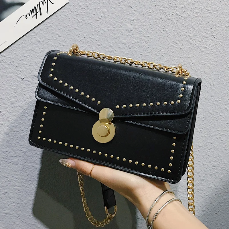 

Square Bag with Fashionable Rivets with One Shoulder and Oblique Bag Luxury Handbags Women Bags Designer