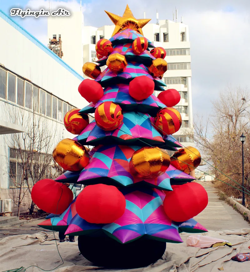 

Giant 5m Height Inflatable Christmas Trees with ball Ornaments for Store And Home Decoration