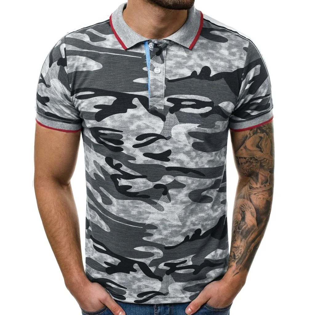 

Polo Shirt Men 2019 Summer Top Brand Clothing Turn Down Collar Camisa Polos Masculina Camouflage Short Sleeve Men Polo Shirt