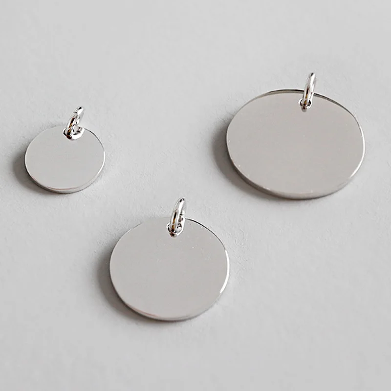 

Real Sivler 925 Sterling Silver Round Plain Engraveable Jewellery Circle Pendant 11MM 15MM 20MM Three size to Choose Women New