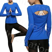 Распродажа женские эластичные yoga рубашка дышащий спортивный топ отверстие для большого пальца с длинными рукавами вырез лодочкой одежда спортивная Бег Спортивная