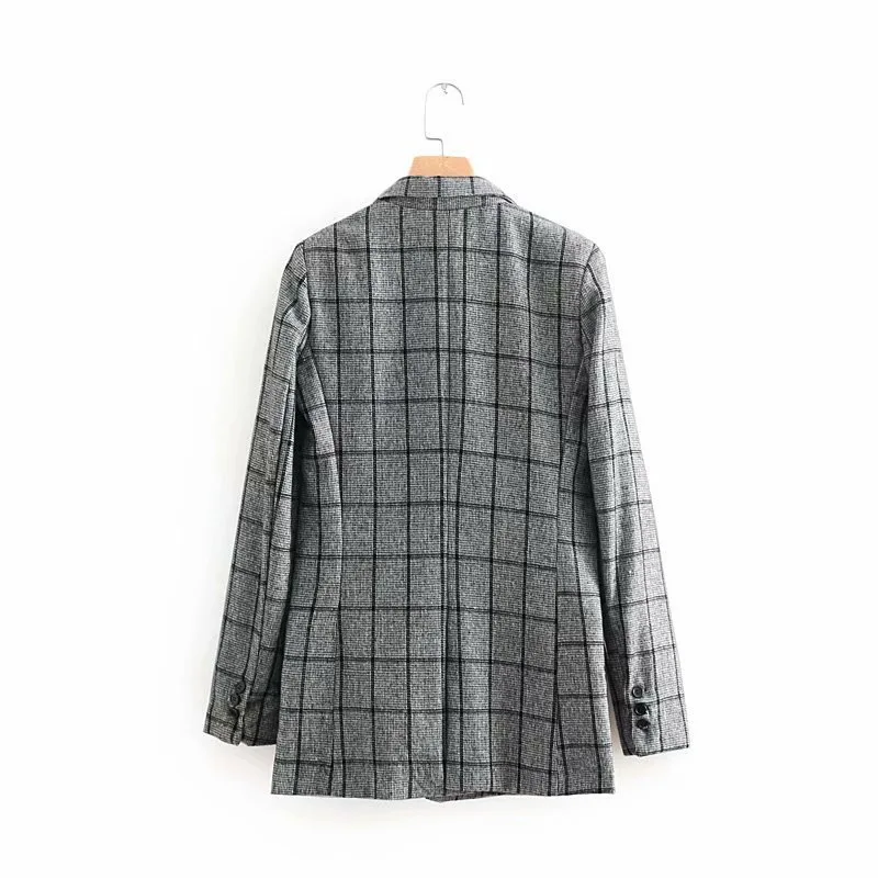 Plaid Slimming version medium long casual suit coat Double Breasted Office Lady women's new blazers and jackets Plaid Slimming version medium long casual suit coat Double Breasted Office Lady women's new blazers and jackets